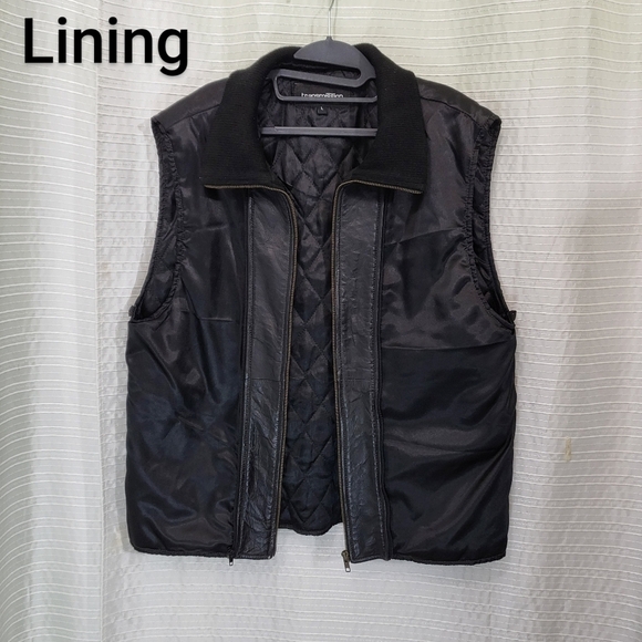 TRANSMISSION Distressed Leather Jacket Collared Removable Lining Black Men's L - Picture 14 of 16